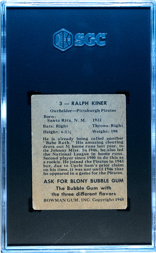 1948 Bowman Ralph Kiner Rookie Card #3 SGC 2