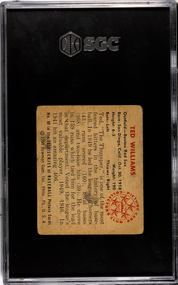 Ted Williams 1950 Bowman Card #98 (SGC 1.5)