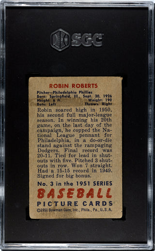 Robin Roberts 1951 Bowman Card #3 SGC 1.5