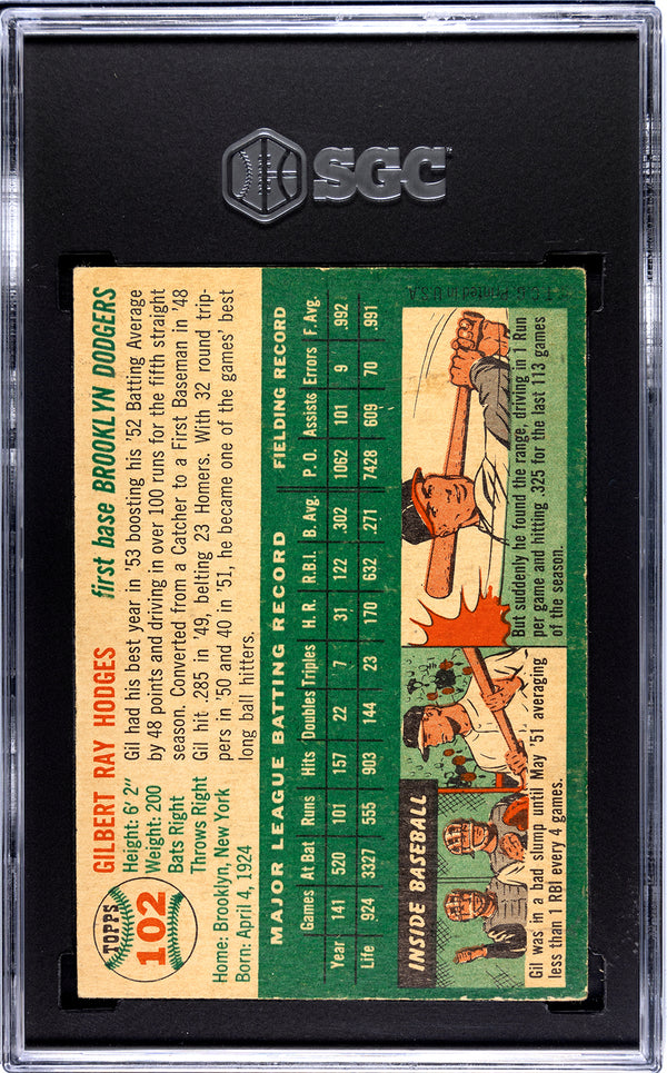 Gil Hodges 1954 Topps Card #102 SGC 4