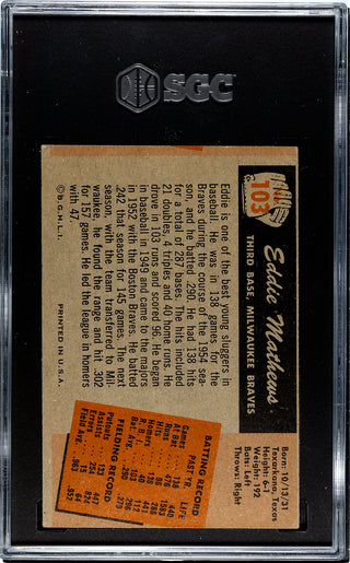 Eddie Mathews 1955 Bowman Card #103 SGC 2.5