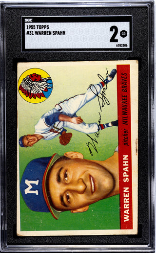 Warren Spahn 1955 Topps Card #31 SGC 2