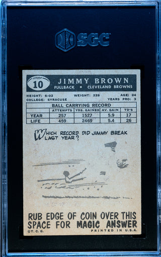 1959 Topps Jimmy Brown Card #10 SGC 4