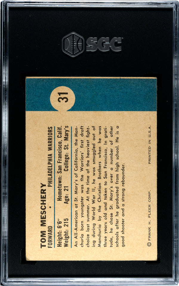 Tom Meschery 1961 Fleer #31 SGC 2.5