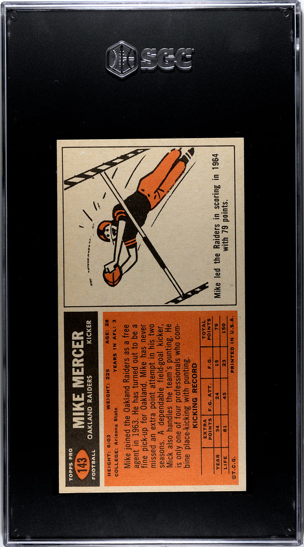 Mike Mercer 1965 Topps #143 SGC 8