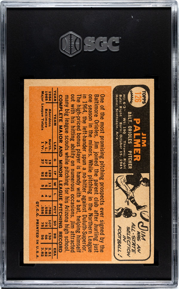 Jim Palmer 1966 Topps #126 SGC 4