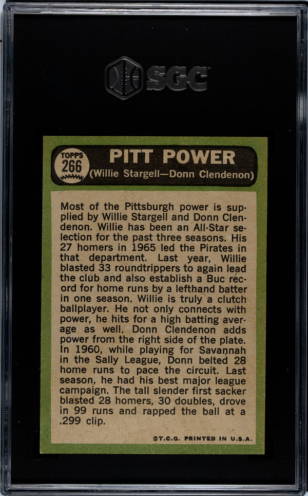 Willie Stargell Don Clendenon Pitt Power 1967 Topps Card #266 SGC 4