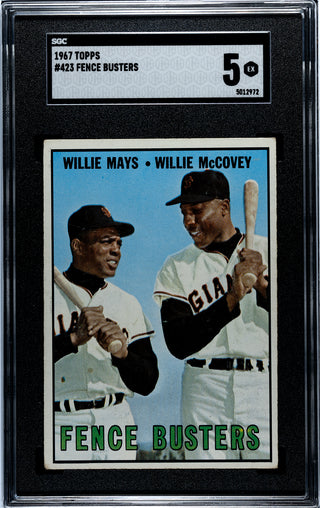 Willie Mays Willie McCovey Fence Busters 1967 Topps Card #423 SGC 5