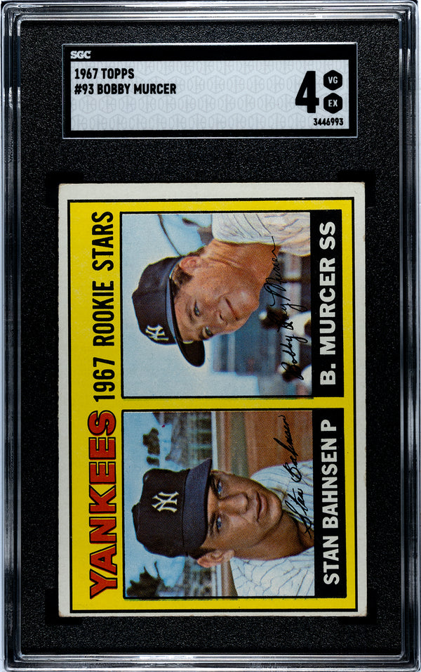 Stan Bahnsen Bobby Murcer 1967 Topps Rookie Stars Card #93 SGC 4