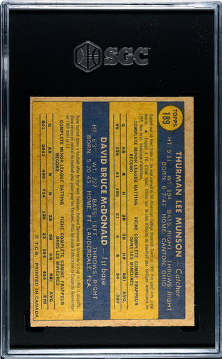 Thurman Munson 1970 O-Pee-Chee #189 SGC 3