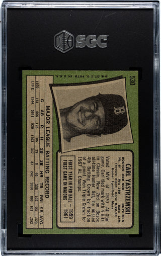 Carl Yastrzemski 1971 Topps Card #530 SGC 7