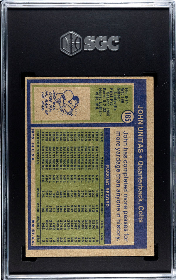 Johnny Unitas 1972 Topps #165 SGC 5