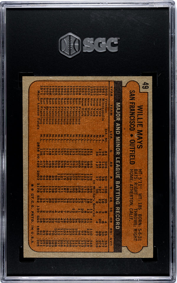 Willie Mays 1972 Topps #49 SGC 6