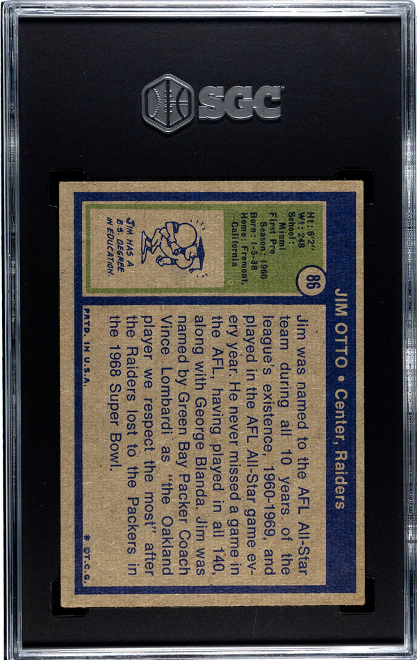 Jim Otto 1972 Topps #86 SGC 4