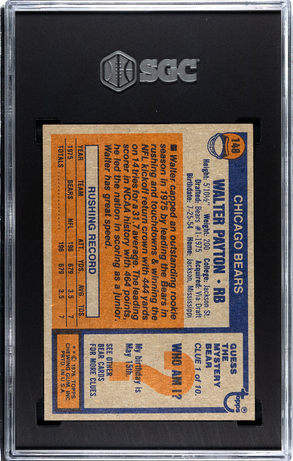 Walter Payton 1976 Topps Card #148 SGC 7