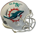 De’Von Achane Autographed Dolphins Speed Mini Helmet (Beckett)