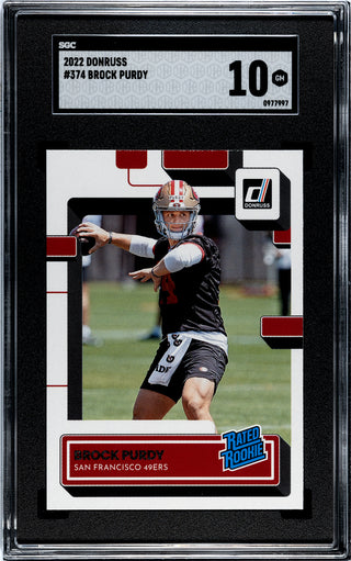 Brock Purdy 2022 Panini Donruss Rated Rookie #374 SGC 10