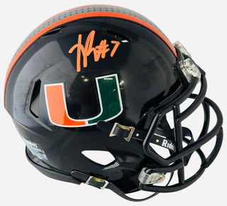 Xavier Restrepo Autographed Hurricanes Black Alternate Speed Mini Helmet (JSA)