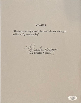 Chuck Yeager Autographed Signed Piece of Paper (JSA)