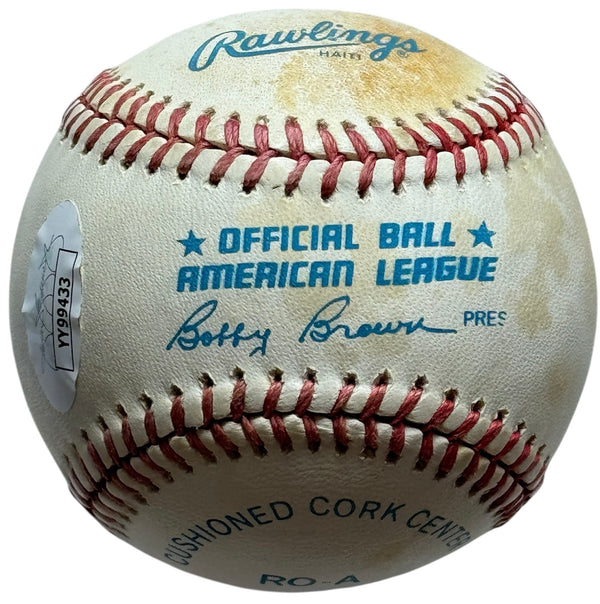 Joe DiMaggio Autographed American League Bobby Brown Baseball (JSA)