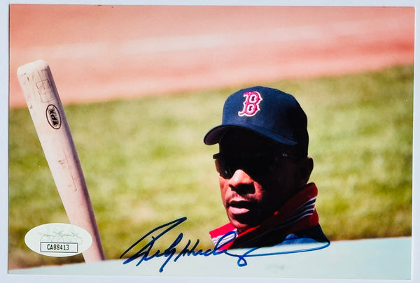 Rickey Henderson Autographed 4x6 Baseball Photo (JSA)