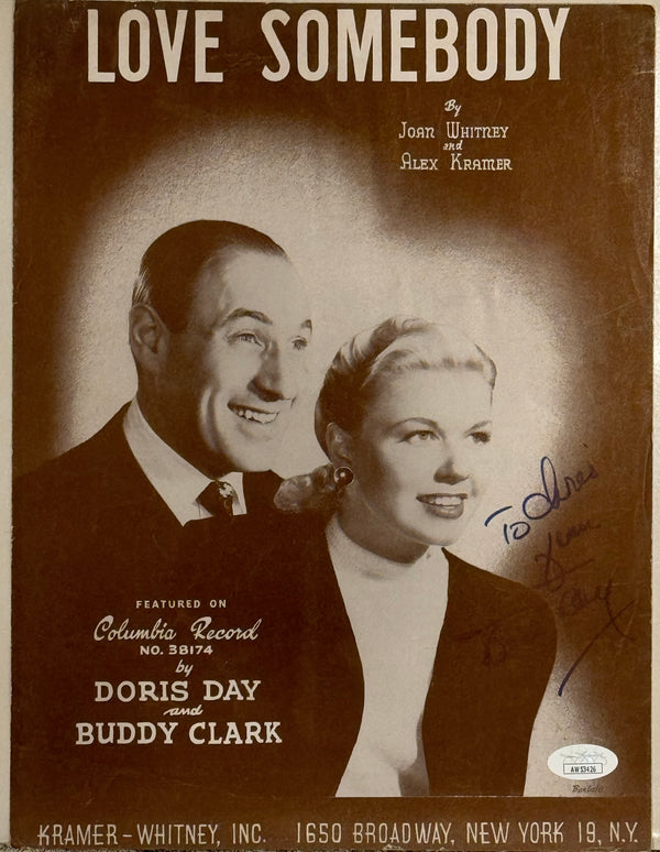 Doris Day (Love Somebody) Original Hand Signed Autograph Sheet Music (JSA)