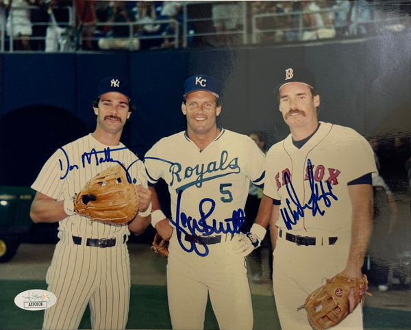 Don Mattingly George Brett Wade Boggs Autographed 8x10 Photo (JSA)