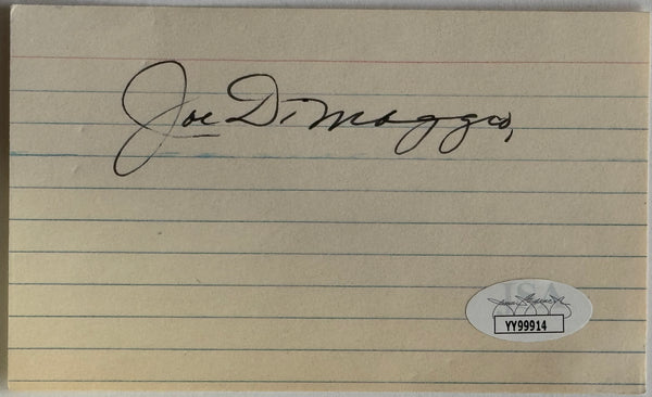 Joe DiMaggio Autographed 3x5 Index Card (JSA)