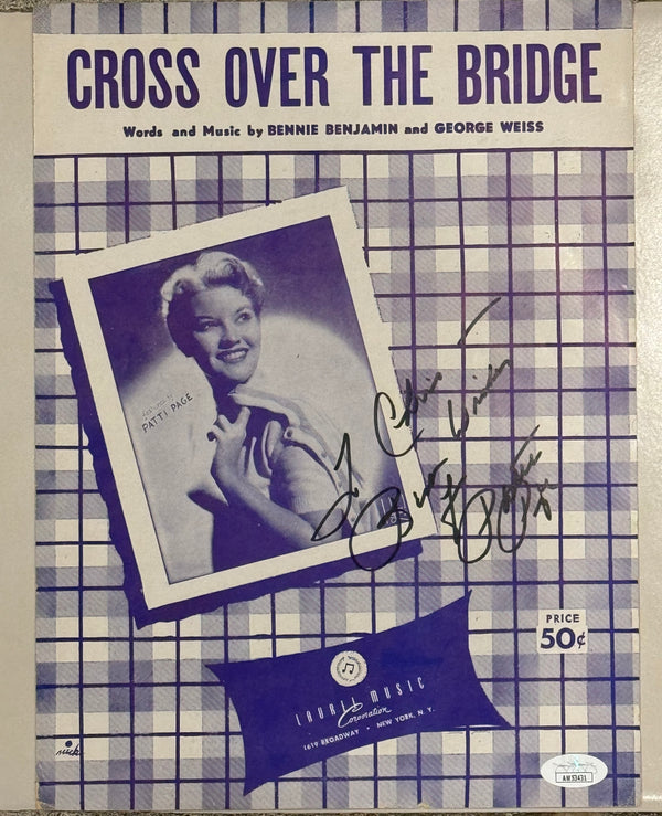 Patti Page (Cross Over The Bridge) Original Hand Signed Autograph Sheet Music (JSA)