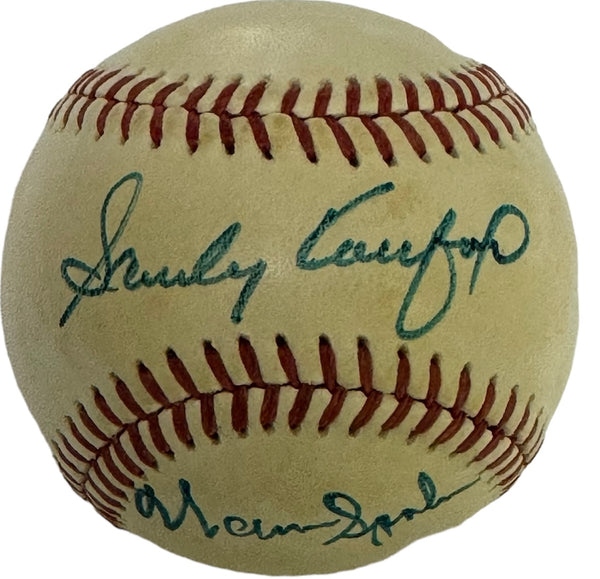 Sandy Koufax & Warren Spahn Autographed Official National League Baseball (JSA)