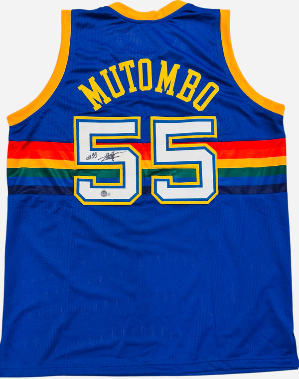 Dikembe Mutombo Autographed Nuggets Custom Jersey (Beckett)