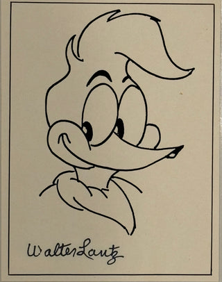 Walter Lantz Signed 5x7 Sketch of Woody Woodpecker (JSA)