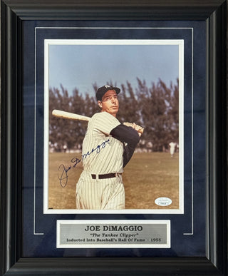 Joe DiMaggio Autographed 8x10 Framed Yankees Baseball Photo (JSA)