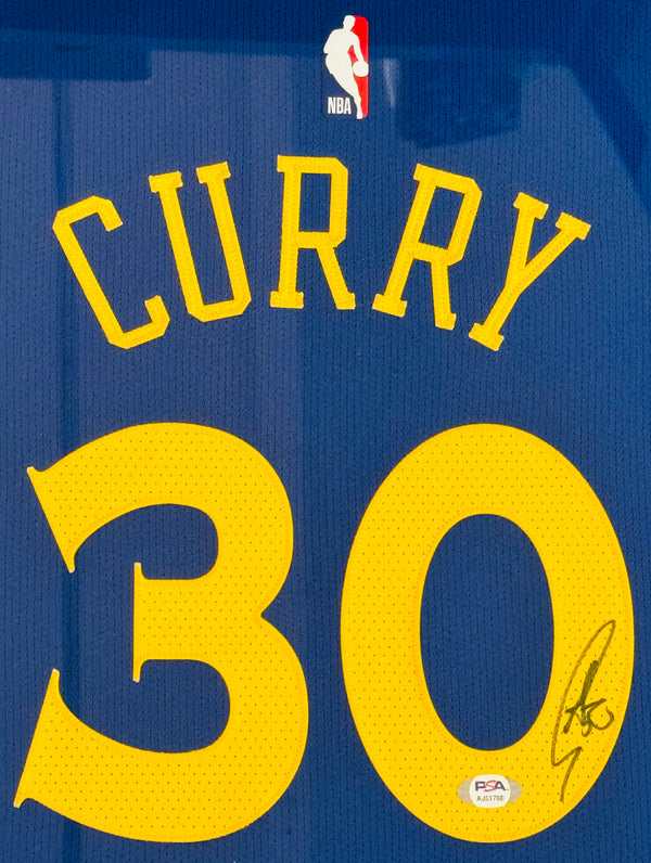 Stephen Curry Signed Golden State Warriors Nike Connect Authentic Jersey Framed (PSA)