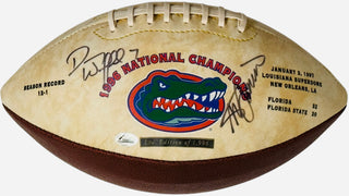 Danny Wuerffel & Steve Spurrier Signed 1996 Gators National Champs Logo Football