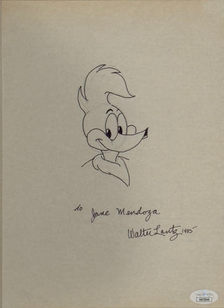 Walter Lantz- Signed 8x10 Album Page with Sketch of Woody Woodpecker (JSA)