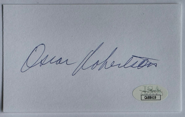 Oscar Robertson Autographed 3x5 Index Card (JSA)