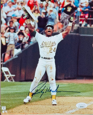 Rickey Henderson Autographed 8x10 Baseball Photo (JSA)