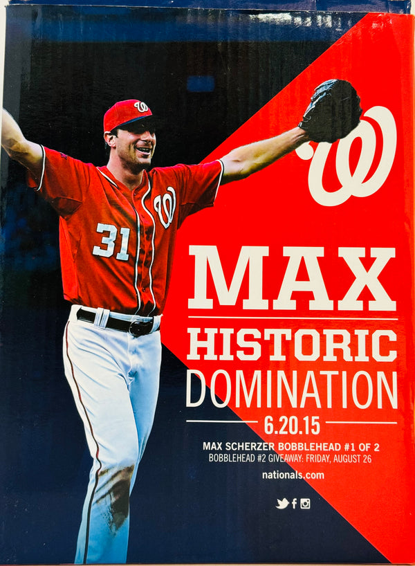 Max Scherzer Autographed Historic Domination Bobblehead 6/20/2015 (Fanatics)