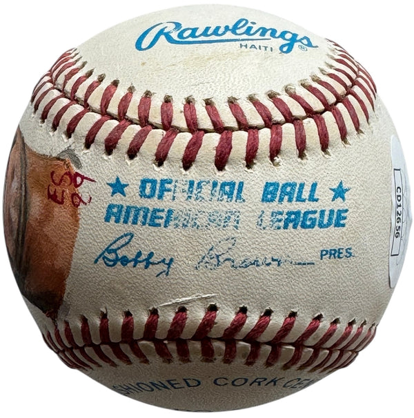 Don Mattingly Autographed Official American League Hand Painted Baseball (JSA)