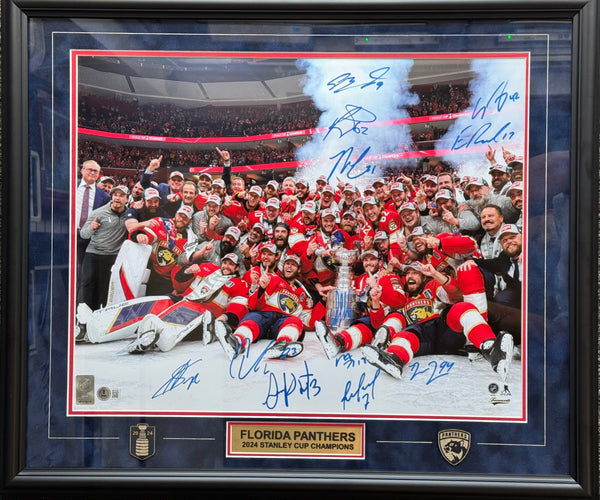 Florida Panthers Multi Signed 2024 Stanley Cup Champions 16x20 Framed Photo (Beckett)