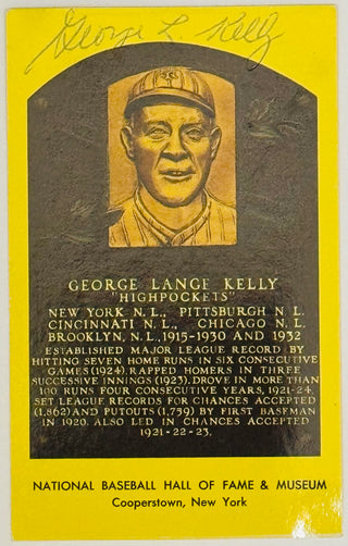 George Kelly Autographed Hall of Fame Plaque Postcard