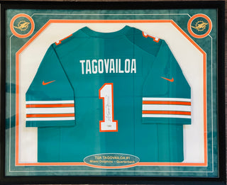 Tua Tagovailoa Autographed Framed Dolphins Jersey (Fanatics)