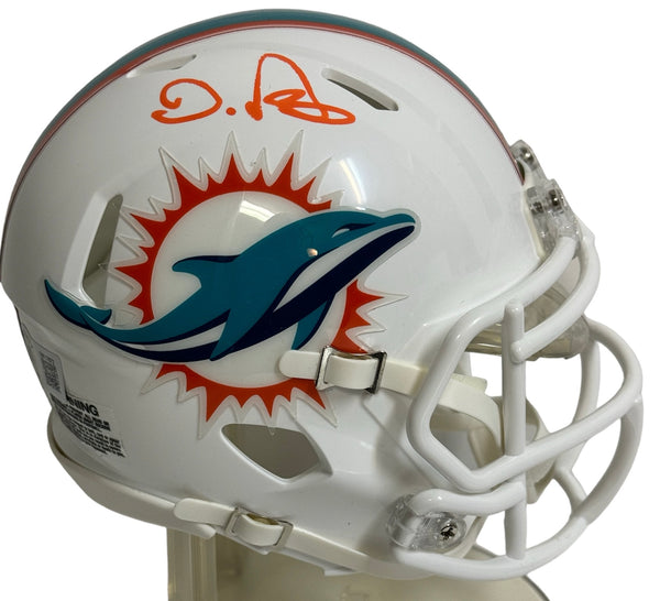 De’Von Achane Autographed Dolphins Speed Mini Helmet (Beckett)