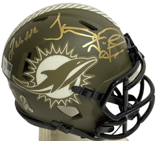 Tua Tagovailoa Jaylen Waddle Tyreek Hill Signed Salute To Service Mini Helmet (BGS/Fanatics)