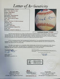 Hank Aaron Signed 715th Commemorative HR Ball with L/E 33 Cent Stamp (JSA)