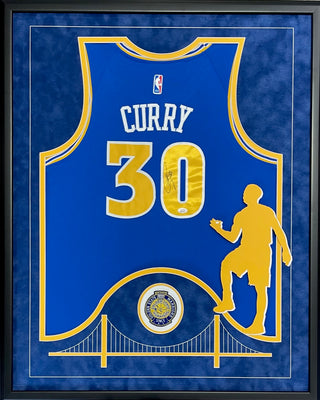 Stephen Curry Autographed Framed Golden State Warriors Jersey (PSA)