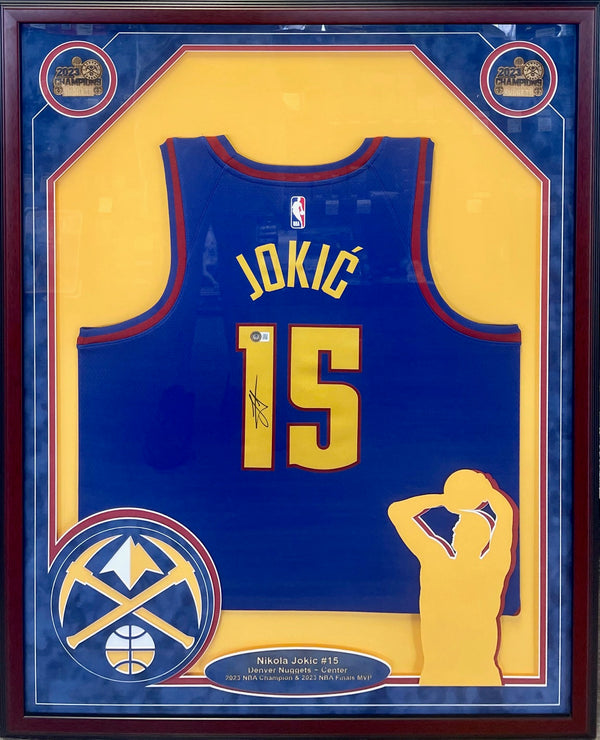 Nikola Jokic Autographed Framed Denver Nuggets Jersey (Beckett)