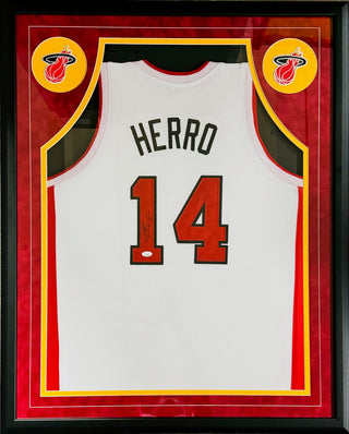 Tyler Herro Autographed Framed Miami Heat Home Jersey (JSA)