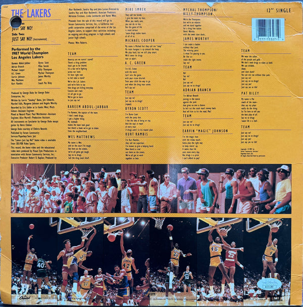 Pat Riley Signed L.A. Lakers 1987 World Champs - Just Say No! Original Vinyl Album (JSA)